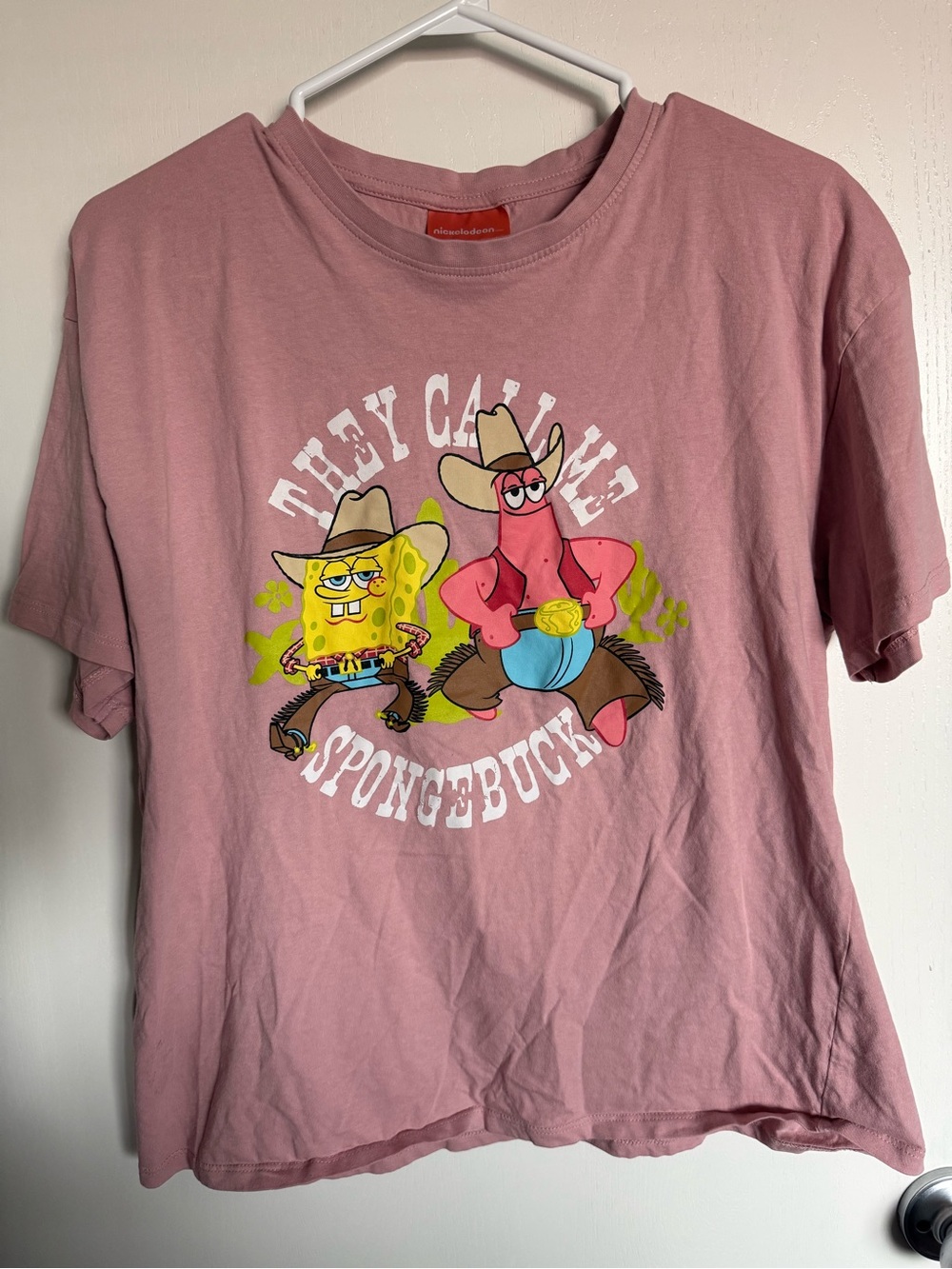 Nickelodeon SpongeBob & Patrick Dusty Pink Western Graphic Tee Large